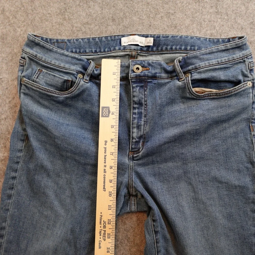 LL Bean Jeans Womens 16 Skinny Raw‎ Hem Signature Denim Medium Wash